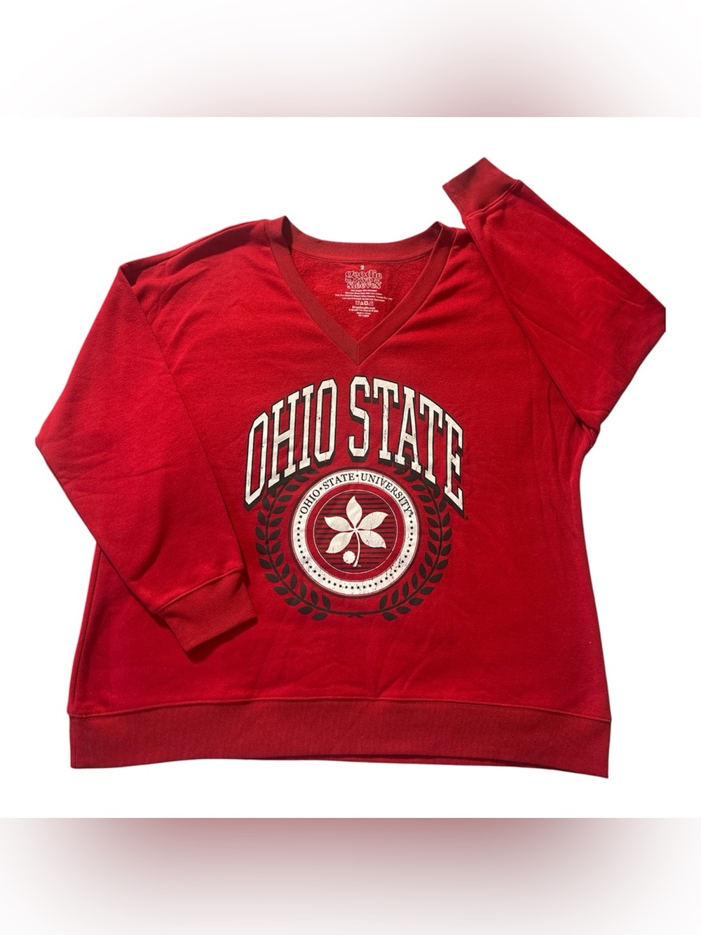 Ohio State Women's Red V-Neck Sweatshirt - Collegiate Pullover